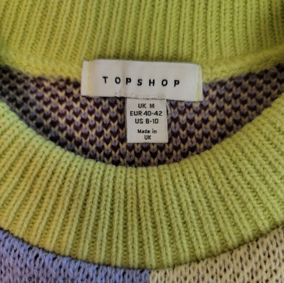 Topshop Size M US 8-10 Color Block Crew Neck Sweater P.P-25      Legenth 20 - Picture 2 of 7